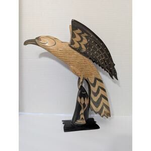 Vintage Carved Eagle Sculpture Hand Etched Bird of Prey Figurine Detailed Tiger